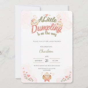 Kawaii Little Dumpling Baby Shower Einladung Pink