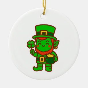 Kawaii Lucky Leprechaun Keramik Ornament