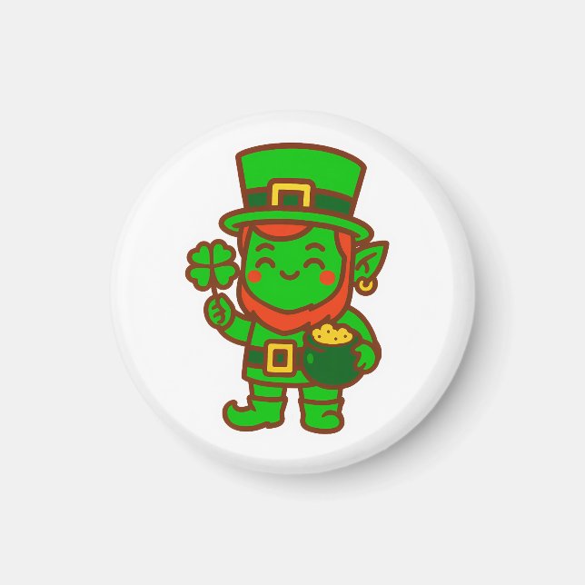 Kawaii Lucky Leprechaun Magnet (Vorne)