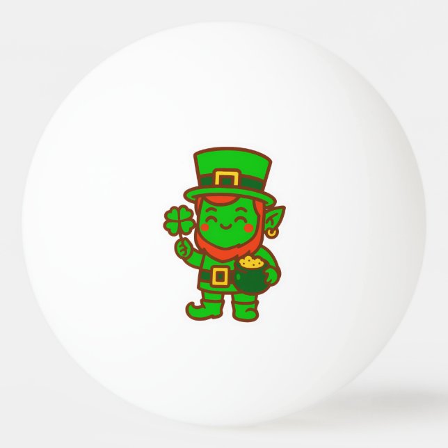 Kawaii Lucky Leprechaun Tischtennisball (Vorderseite)