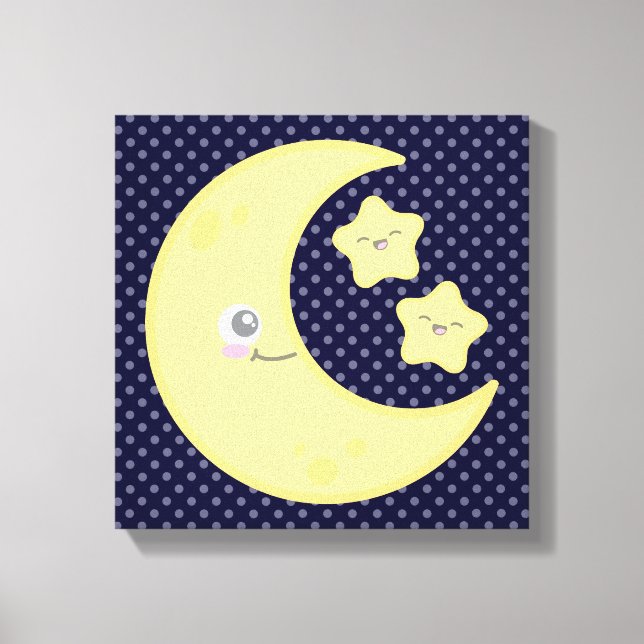 Kawaii Lune et les étoiles toile enveloppée (Recto)