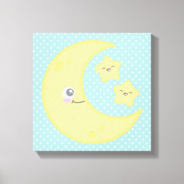 Kawaii Lune et les étoiles toile enveloppée (Recto)