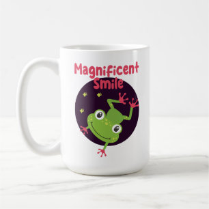 Kawaii lustig niedlicher Frosch lächelnd Kaffeetasse