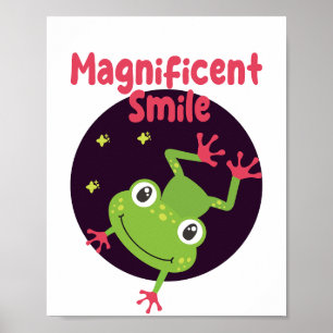 Kawaii lustig niedlicher Frosch lächelnd Poster