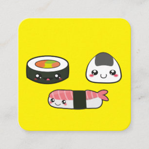 Kawaii, lustig und lustig Sushi mooshie Quadratische Visitenkarte