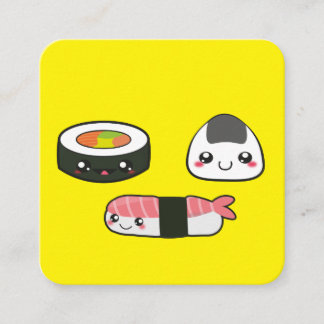 Kawaii, lustig und lustig Sushi mooshie Quadratische Visitenkarte