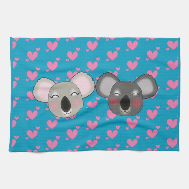 Kawaii lustige Koalas in Liebe Küchentuch (Horizontal)