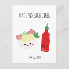 Kawaii Made Pho Each Other Valentine's Day Noodles Postkarte