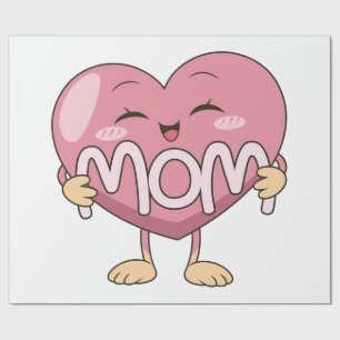 Kawaii-Mama-Herz-Umarmer-Design Geschenkpapier