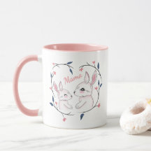 Kawaii-Mama-Kaninchen und ihr Hasen mit Blume