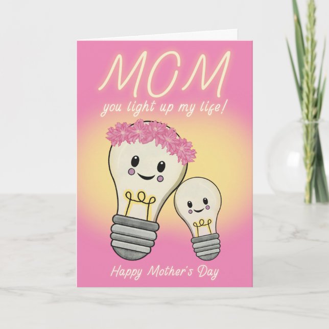 Kawaii Mama Lightbulb Muttertagskarte Karte (Vorderseite)