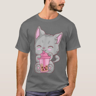 Kawaii Maneki Neko Cat Girls Women, Anime Boba Bub T-Shirt