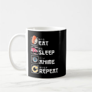Kawaii Manga Sushi essen Sleep Anime Wiederholung  Kaffeetasse