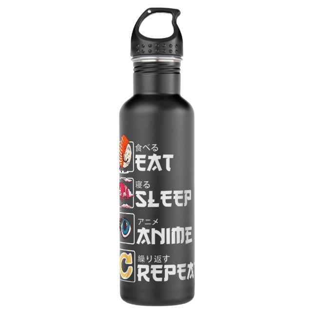 Kawaii Manga Sushi - Sleep Anime Wiederholung esse Edelstahlflasche (Vorderseite)