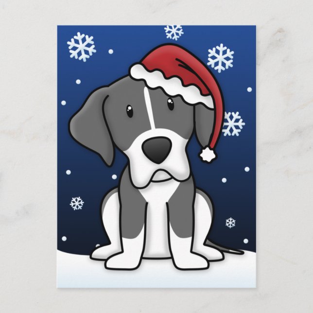 Kawaii Mantle Great Dane Christmas Carte postale (Devant)