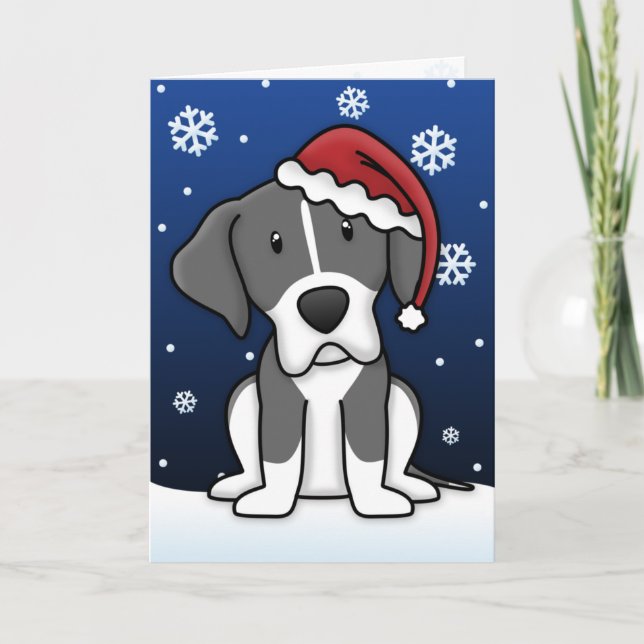 Kawaii Mantle Great Dane Weihnachtskarte Feiertagskarte (Vorderseite)