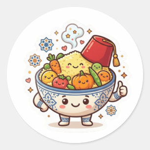 Kawaii Marokkanischer Couscous - Süße traditionell Runder Aufkleber