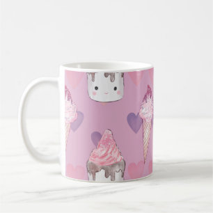 Kawaii Marshmallow & Ice Cream Muster Kaffeetasse