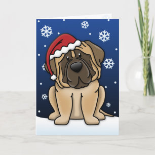 Kawaii Mastiff Weihnachtskarte Feiertagskarte