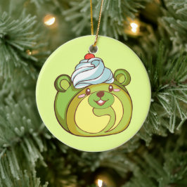 Kawaii Matcha Swiss Roll Bear Cake Keramik Ornament