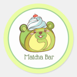 Kawaii Matcha Swiss Roll Bear Cake Runder Aufkleber