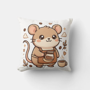 Kawaii-Maus-Barista-Wurfkissen Kissen