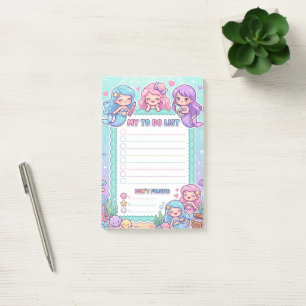 Kawaii Meerjungfrau Unterwasser-To-Do-Liste Notizb Post-it Klebezettel