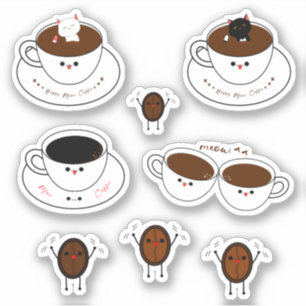 Kawaii Meow Coffee Vinyl Aufkleber