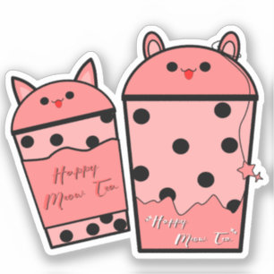 Kawaii Meow Tea Vinyl Aufkleber