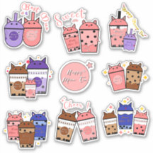 Kawaii Meow Tee Cup Vinyl Sticker