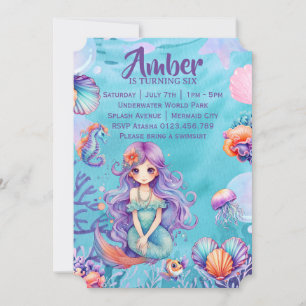 Kawaii Mermaid Party Einladung