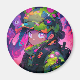 Kawaii Military Hunter Camouflage Herz-Augen-Anime Magnet