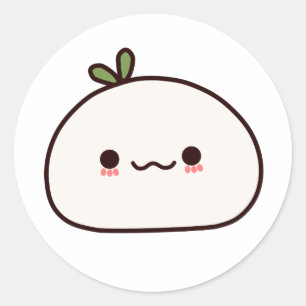 Kawaii Mochi Pflanze Runder Aufkleber