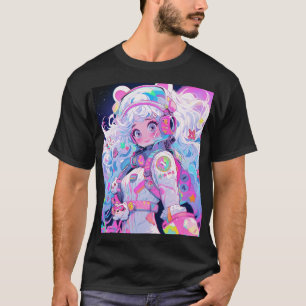 Kawaii Moe Pastel Space Astronaut Anime Girl T-Shirt