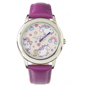 Kawaii molliges Fliegen-Einhorn-Regenbogenmuster Armbanduhr