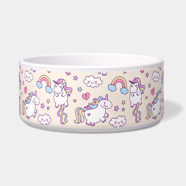 Kawaii molliges Fliegen-Einhorn-Regenbogenmuster Napf (Vorderseite)