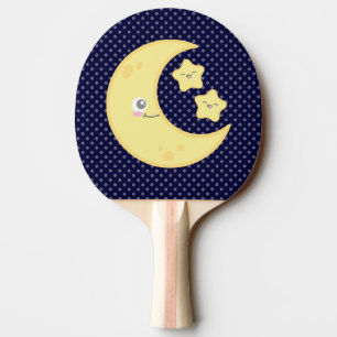 Kawaii Mond und Stern-Klingeln Pong Paddel Tischtennis Schläger