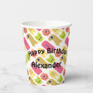 Kawaii Monster Birthday Party Cup Pappbecher