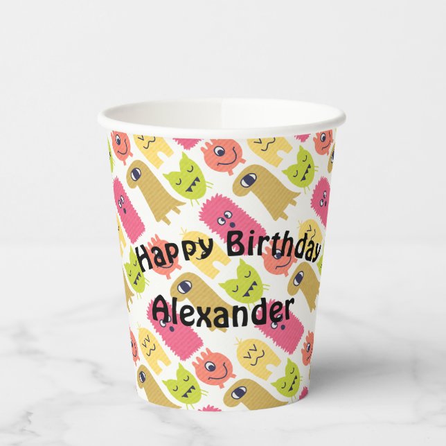 Kawaii Monster Birthday Party Cup Pappbecher (Links)