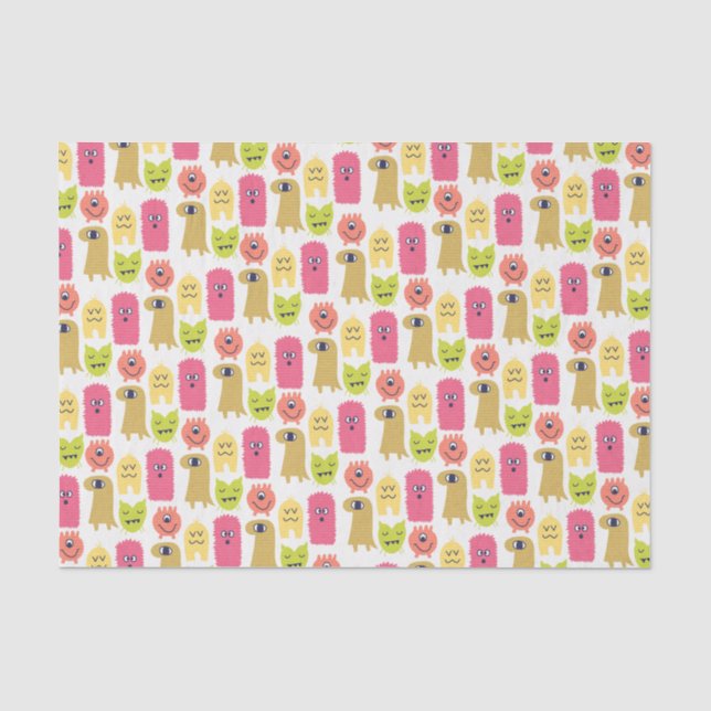 Kawaii Monster Birthday Tissue Paper Seidenpapier (Vorderseite)