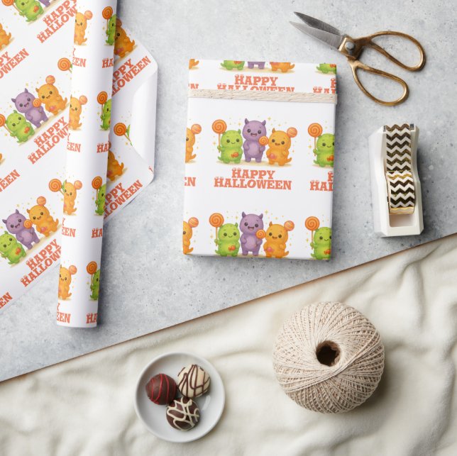 Kawaii Monsters & Lollipops Halloween Geschenkpapier (Kunsthandwerk)