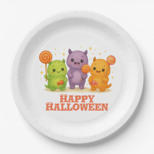 Kawaii Monsters & Lollipops Halloween Pappteller