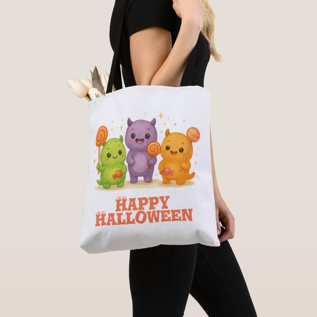Kawaii Monsters & Lollipops Niedliche Halloween-Ta Tasche (Von Nahem)