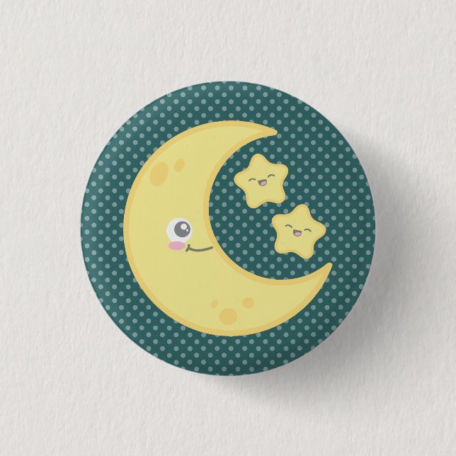 Kawaii Moon and Stars Button (Vorderseite)