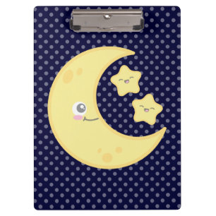 Kawaii Moon and Stars Clip Board Klemmbrett