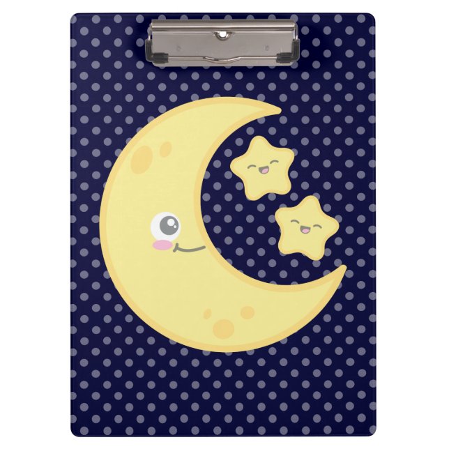 Kawaii Moon and Stars Clip Board Klemmbrett (Vorderseite)