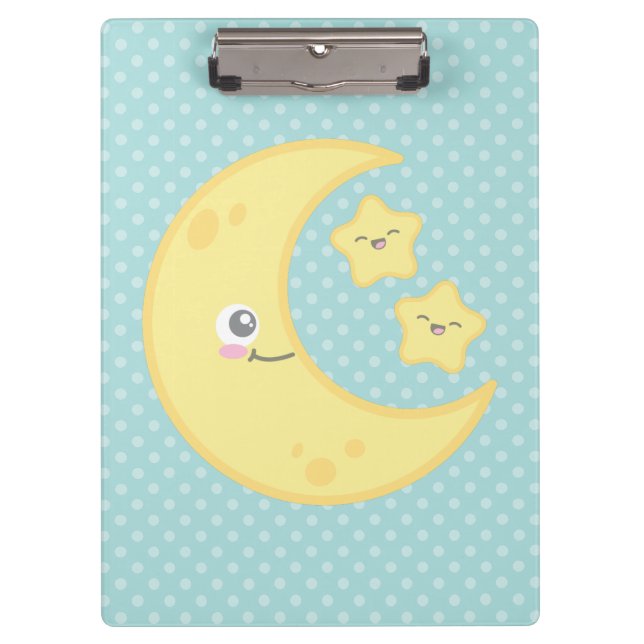 Kawaii Moon and Stars Clip Board Klemmbrett (Vorderseite)