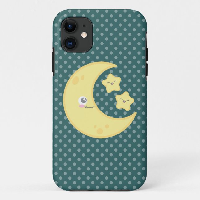 Kawaii Moon and Stars iPhone Case (Rückseite)