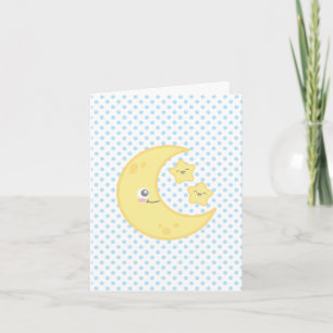 Kawaii Moon and Stars Note Card Karte