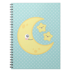 Kawaii Moon and Stars Notebook Notizblock